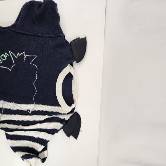 Alpo Geyser Short Sleeve Knit Sweater Navy White Stripe Dragon Geyser EX - Picture 7 of 8